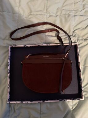 Maroon Louise et Cie suede saddle bag